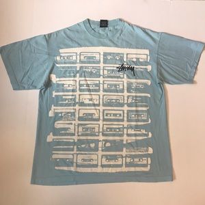 Vintage Stussy Cassette Graphic Logo T Shirt